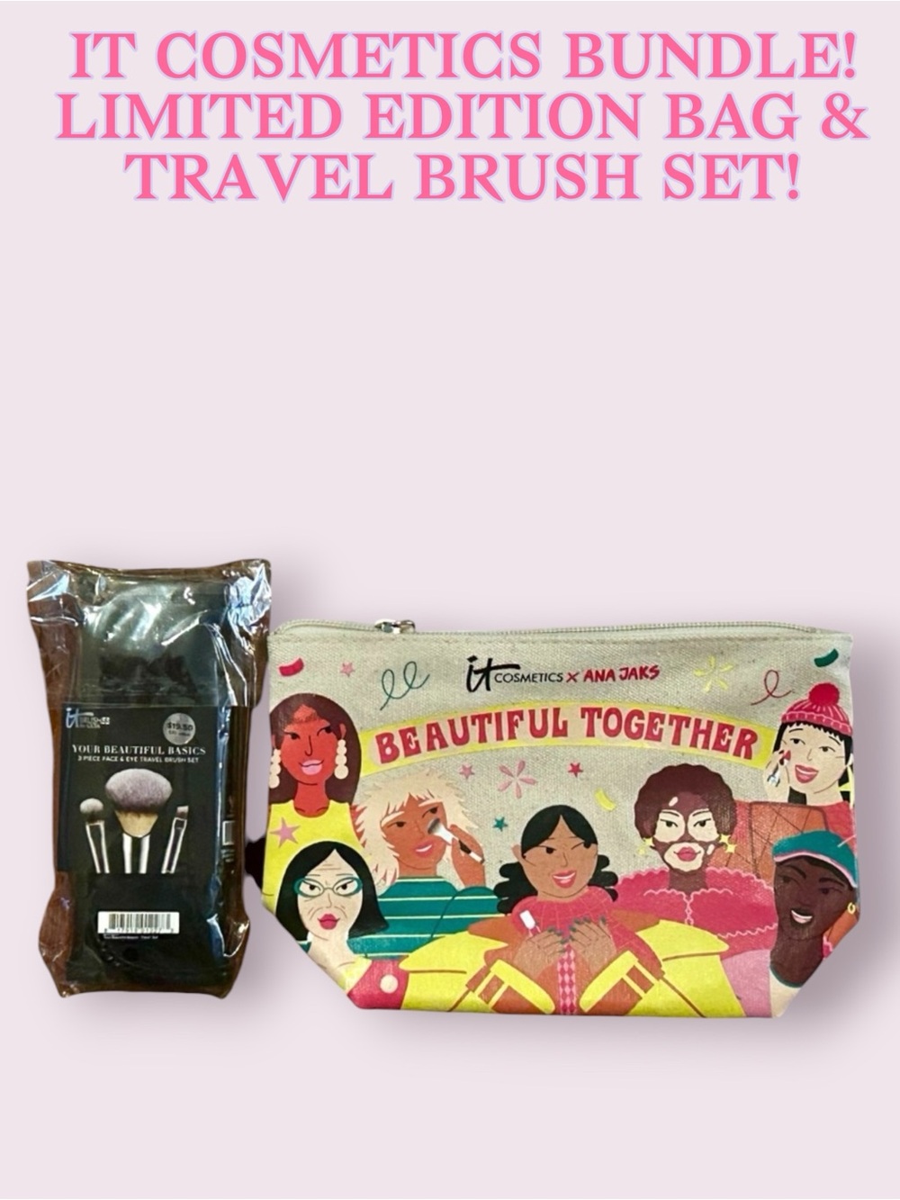 IT Cosmetics “Beautiful Together” Limited Edition Makeup Bag & Travel Brush Set